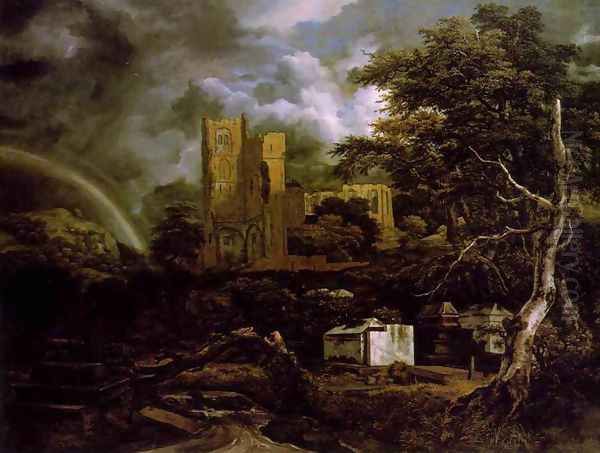 The Jewish Cemetery c 1657 Oil Painting by Jacob Van Ruisdael