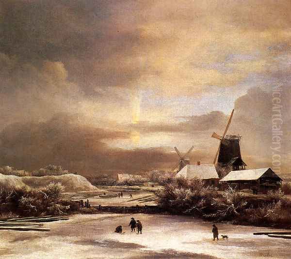 Winter Landscape2 Oil Painting by Jacob Van Ruisdael