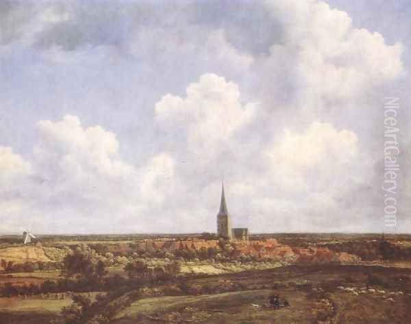 Landscape with Church and Village 1665-70 Oil Painting by Jacob Van Ruisdael