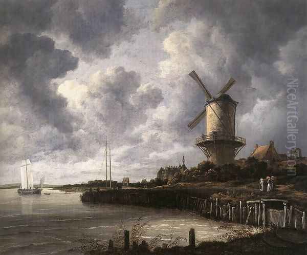 The Windmill at Wijk bij Duurstede c. 1670 Oil Painting by Jacob Van Ruisdael