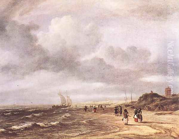 The Shore at Egmond-an-Zee c. 1675 Oil Painting by Jacob Van Ruisdael