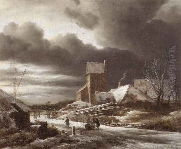 Winter Landscape 1670 Oil Painting by Jacob Van Ruisdael