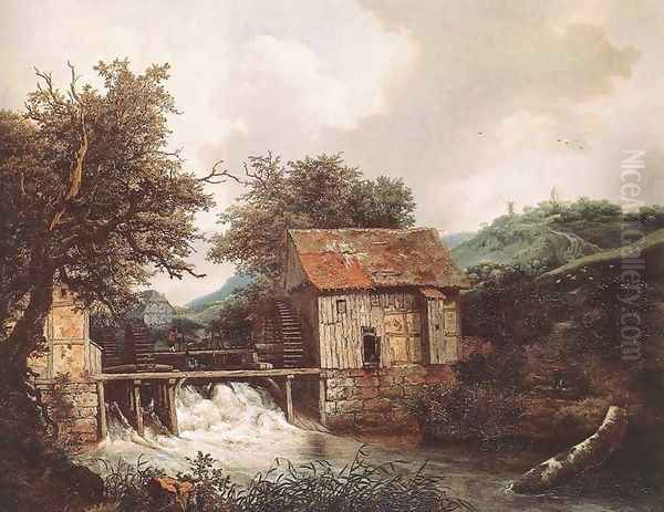 Two Watermills and an Open Sluice near Singraven 1650-52 Oil Painting by Jacob Van Ruisdael