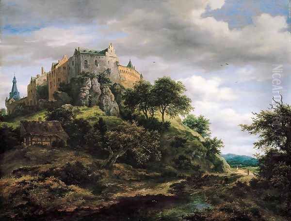 View of Bentheim Castle from the North-West c. 1652 Oil Painting by Jacob Van Ruisdael