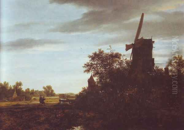 A windmill near fields Oil Painting by Jacob Van Ruisdael