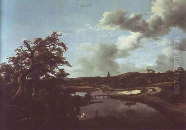 Banks of a river Oil Painting by Jacob Van Ruisdael