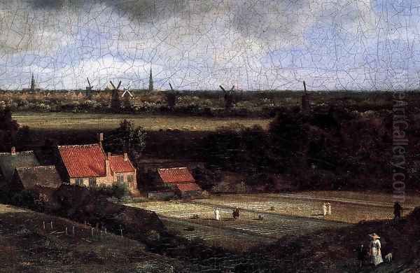 Landscape with a View of Haarlem (detail) Oil Painting by Jacob Van Ruisdael