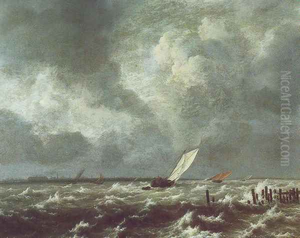 View of het lj on a stormy day Oil Painting by Jacob Van Ruisdael