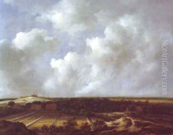 View of the dunes near bloemendaal with bleaching fields Oil Painting by Jacob Van Ruisdael