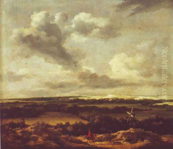 Dune landscape with a rabbit hunt Oil Painting by Jacob Van Ruisdael