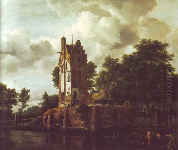 Reconstruction of the ruins of the manor kostverloren Oil Painting by Jacob Van Ruisdael