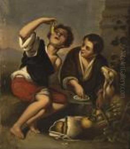 Die Pastetenesser Oil Painting by Bartolome Esteban Murillo