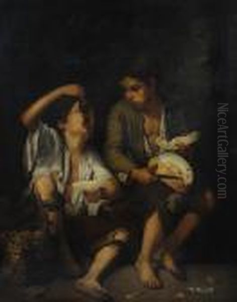 Boys Eating Fruit Oil Painting by Bartolome Esteban Murillo