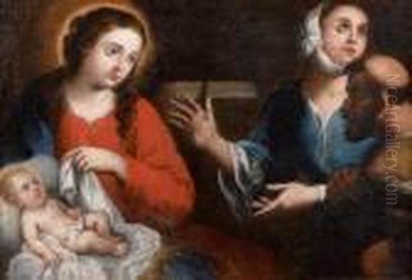 La Vierge Presentant L'enfant A Un Couple De Pelerins Oil Painting by Bartolome Esteban Murillo