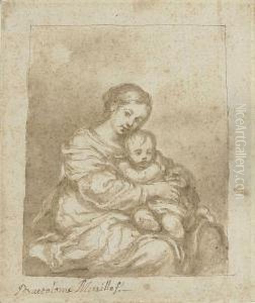 The Madonna And Child Signed 'bartolome Murillo Oil Painting by Bartolome Esteban Murillo