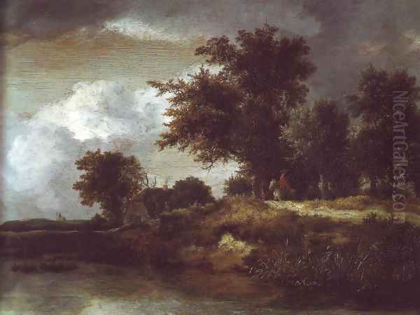 Wooded river bank Oil Painting by Jacob Van Ruisdael