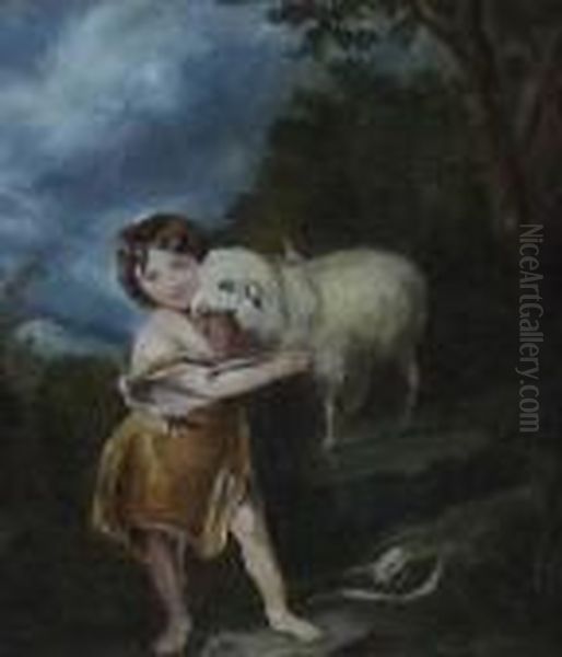 Theinfant St John With The Lamb Oil Painting by Bartolome Esteban Murillo