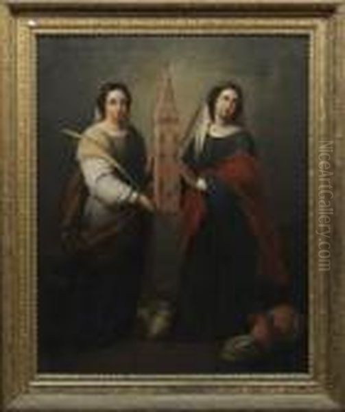 Saints Justa And Rufina Oil Painting by Bartolome Esteban Murillo