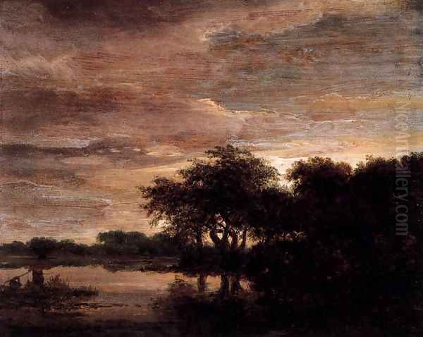 Woodland Scene with Lake Oil Painting by Jacob Van Ruisdael