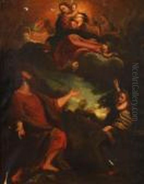 Murillomaddona And Child With Attendants Oil Painting by Bartolome Esteban Murillo