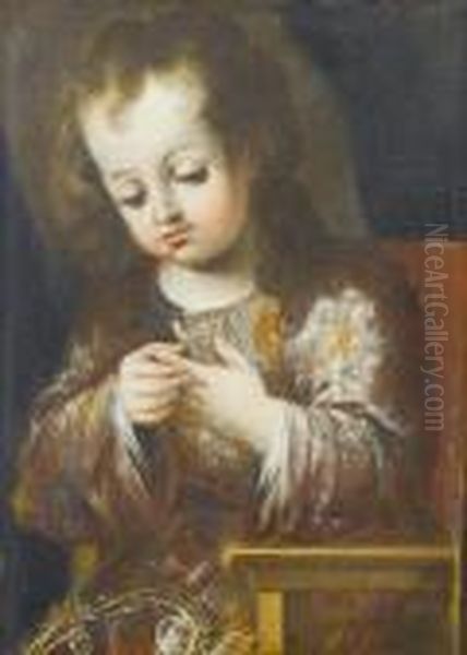 The Infant Christ Pricked With The Crown Of Thorns Oil Painting by Bartolome Esteban Murillo