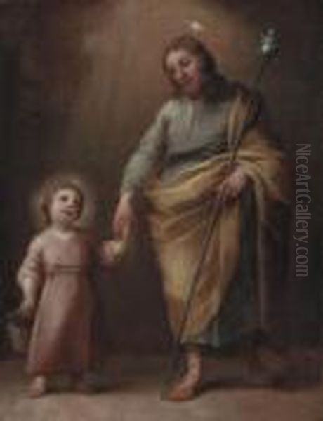 The Infant Christ Child With Saint Joseph Oil Painting by Bartolome Esteban Murillo