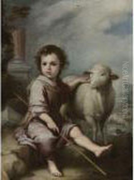 Christ As The Good Shepherd Oil Painting by Bartolome Esteban Murillo