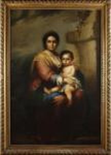 La Vierge A L'enfant. Oil Painting by Bartolome Esteban Murillo