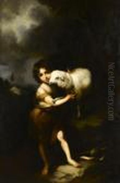 The Infant St John With The Lamb Oil Painting by Bartolome Esteban Murillo