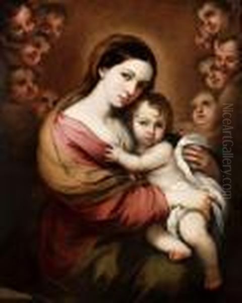 The Virgin And Child Surrounded By Cherubs Oil Painting by Bartolome Esteban Murillo