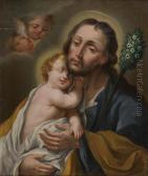 Saint Joseph Et L'enfant Jesus Oil Painting by Bartolome Esteban Murillo