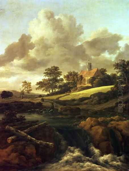 Landscape with a stream Oil Painting by Jacob Van Ruisdael