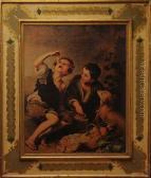 Muchachos Comiendo Empanada Oil Painting by Bartolome Esteban Murillo