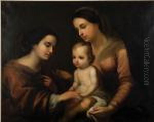 The Mystic Marriage Of Saint Catherine (19th Century) Oil Painting by Bartolome Esteban Murillo