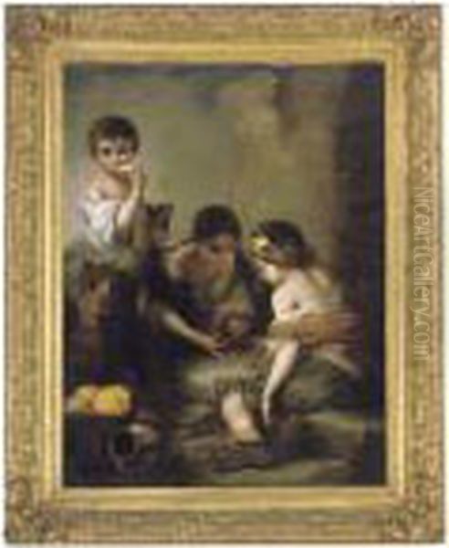 Young Boys Playing Dice Oil Painting by Bartolome Esteban Murillo