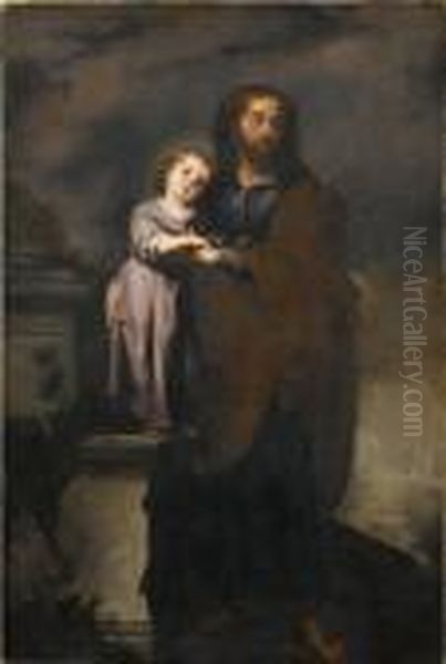 Saint Joseph And The Infant Christ Oil Painting by Bartolome Esteban Murillo