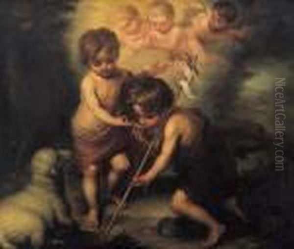 Gesu Bambino E San Giovannino Oil Painting by Bartolome Esteban Murillo