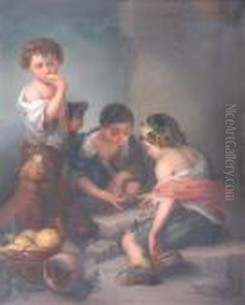 Boys Playing Dice Oil Painting by Bartolome Esteban Murillo