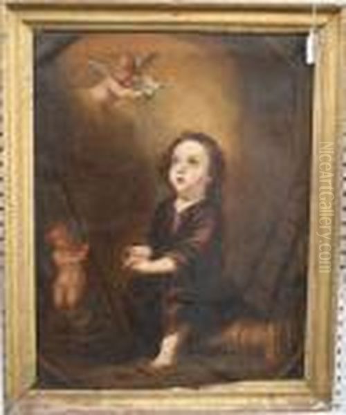 Portrait Study Of The Young Christ Child Seated With A Crown Of Thorns On His Lap Oil Painting by Bartolome Esteban Murillo