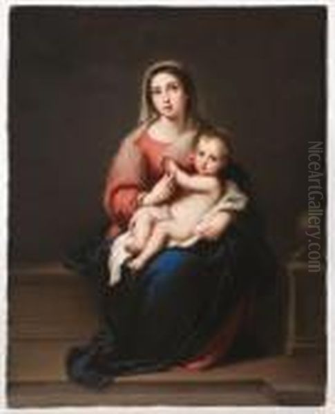 Madonna And Child After Murillo Oil Painting by Bartolome Esteban Murillo