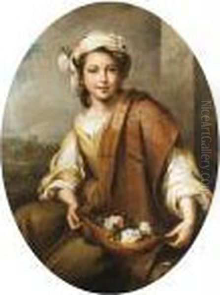 Muchacha Con Flores Oil Painting by Bartolome Esteban Murillo