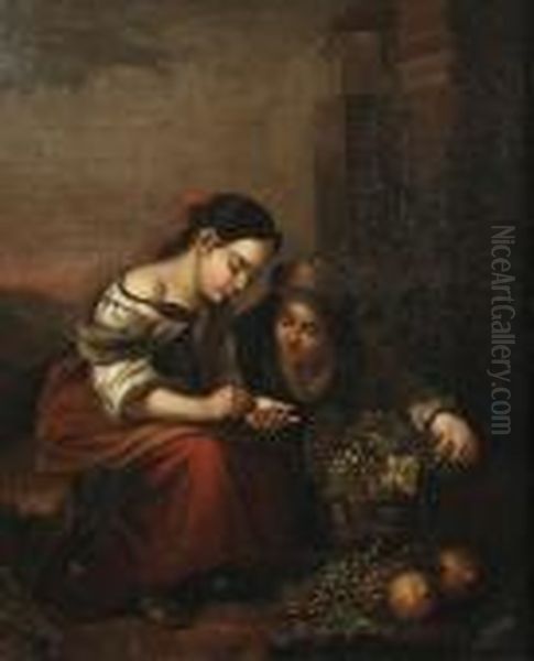 Boys Playing Dice; The Little Fruit Seller, A Pair Oil Painting by Bartolome Esteban Murillo