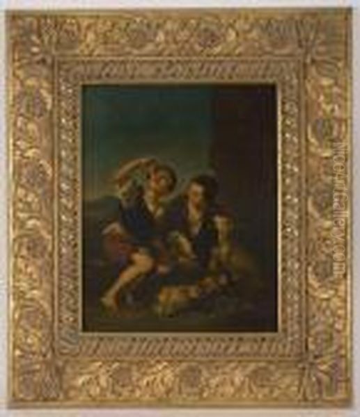 Depicting Two Boys Eating Apples Oil Painting by Bartolome Esteban Murillo