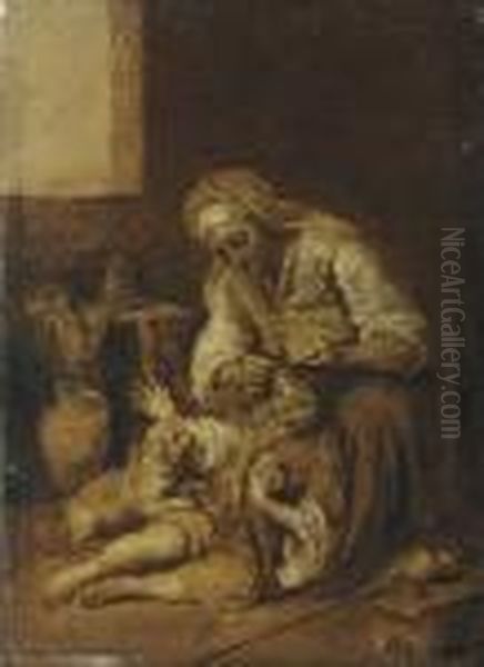 A Mother And Child In An Interior, En Brunaille Oil Painting by Bartolome Esteban Murillo