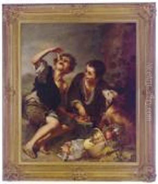 Beggar Boys Eating Grapes And Melons Oil Painting by Bartolome Esteban Murillo