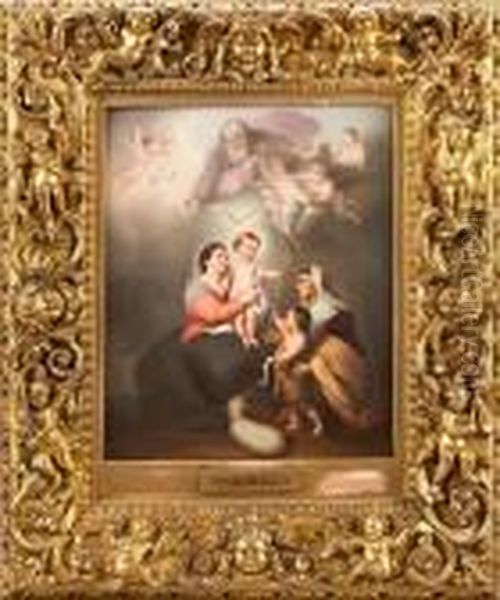 Madonna And Christ Child With St. Elizabeth And John The Baptist As An Infant Oil Painting by Bartolome Esteban Murillo