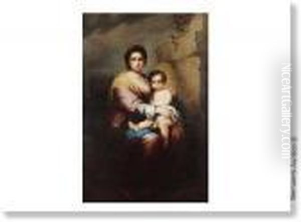 La Vierge A L'enfant Jesus. Oil Painting by Bartolome Esteban Murillo