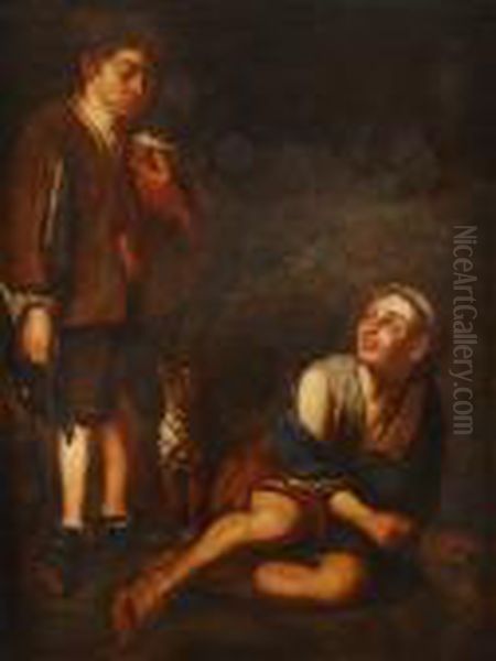 Invitacion Al Juego De La Argolla. Oil Painting by Bartolome Esteban Murillo