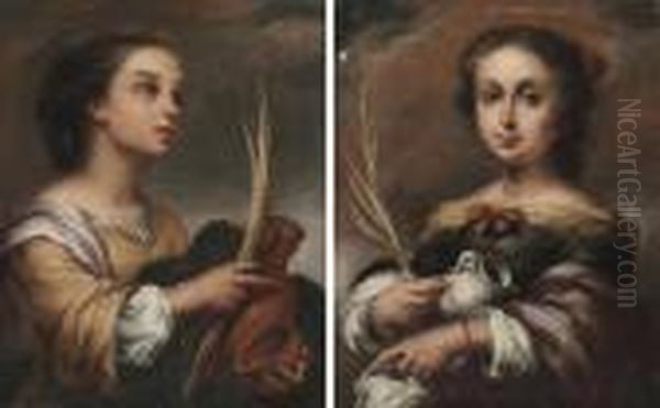 Saint Justa; And Saint Rufina Oil Painting by Bartolome Esteban Murillo