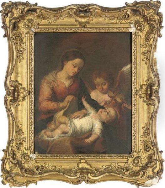 Virgin And Child With Angels Oil Painting by Bartolome Esteban Murillo